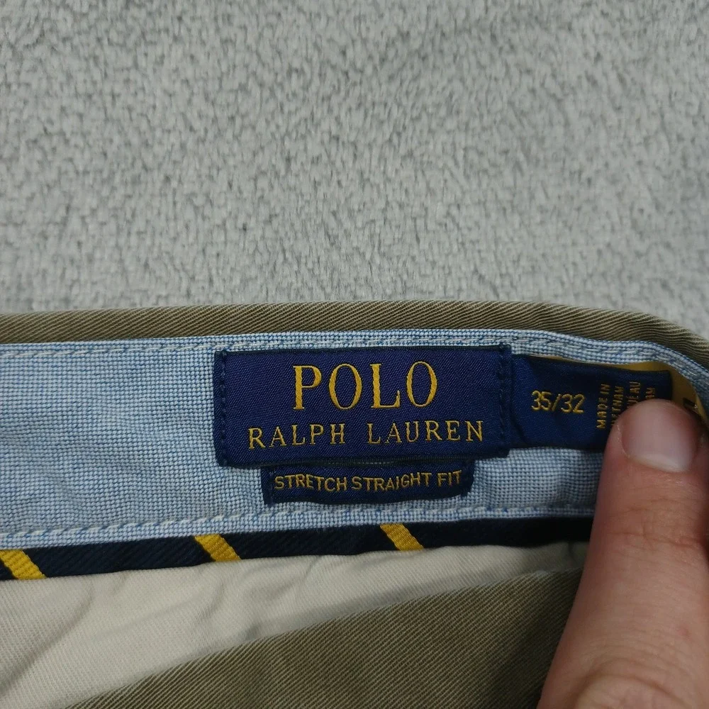 Polo Ralph Lauren Pants Mens 35x32 Brown Chino Pockets Stretch Straight Fit